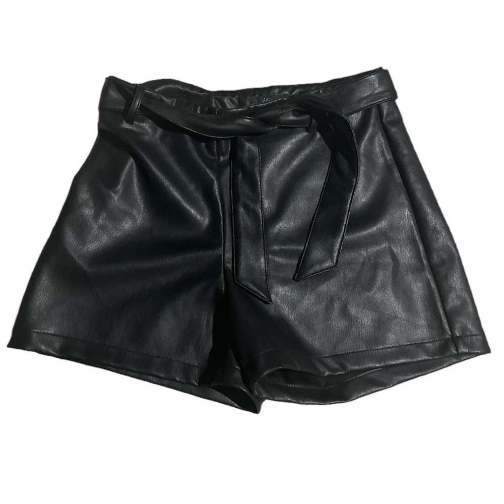 Vegan Leather Shorts With Waist Tie Size 0